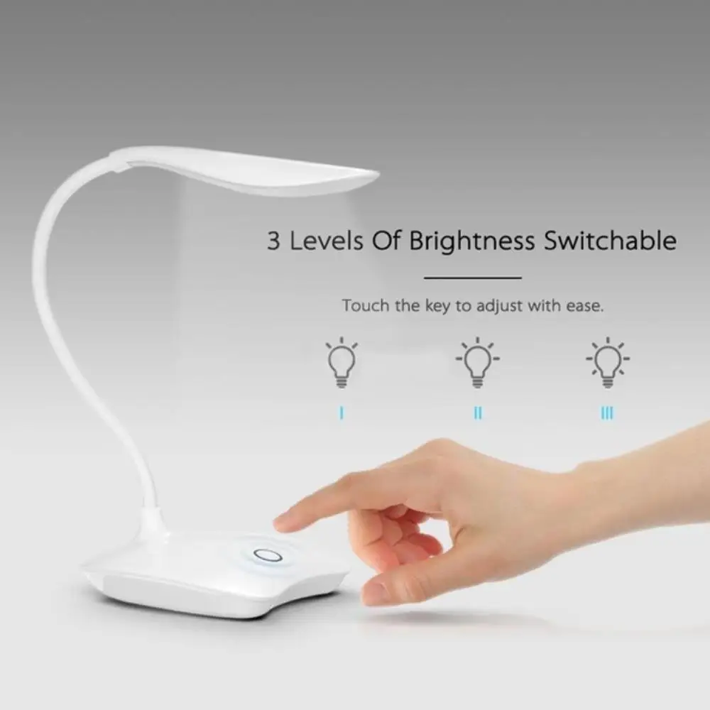 

Book Lamp Reading Light LED Desk Lamp Flexible Portable 3 Levels USB Home Decor Eye-Care Study Flashlight