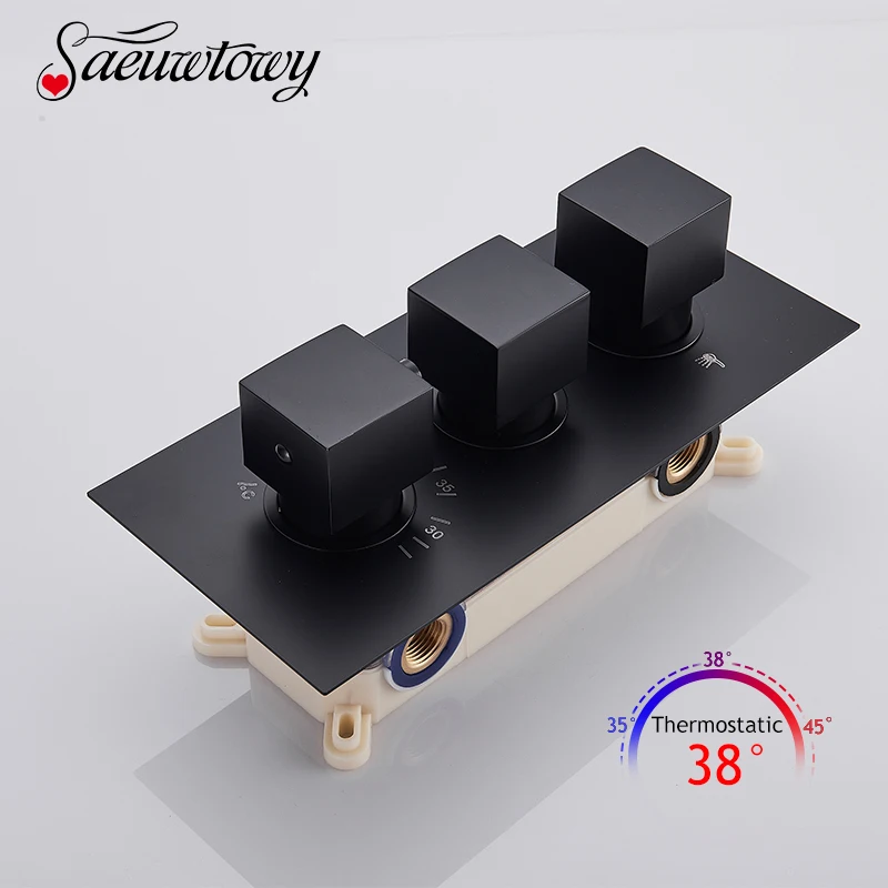 วาล์วก๊อกควบคุมอุณหภูมิ3/4ทาง, วาล์วผสมทองเหลืองอุปกรณ์อาบน้ำอุปกรณ์เสริมสำหรับฝักบัวฮาร์ดแวร์วาล์วควบคุมแบบซ่อนอุณหภูมิ 1