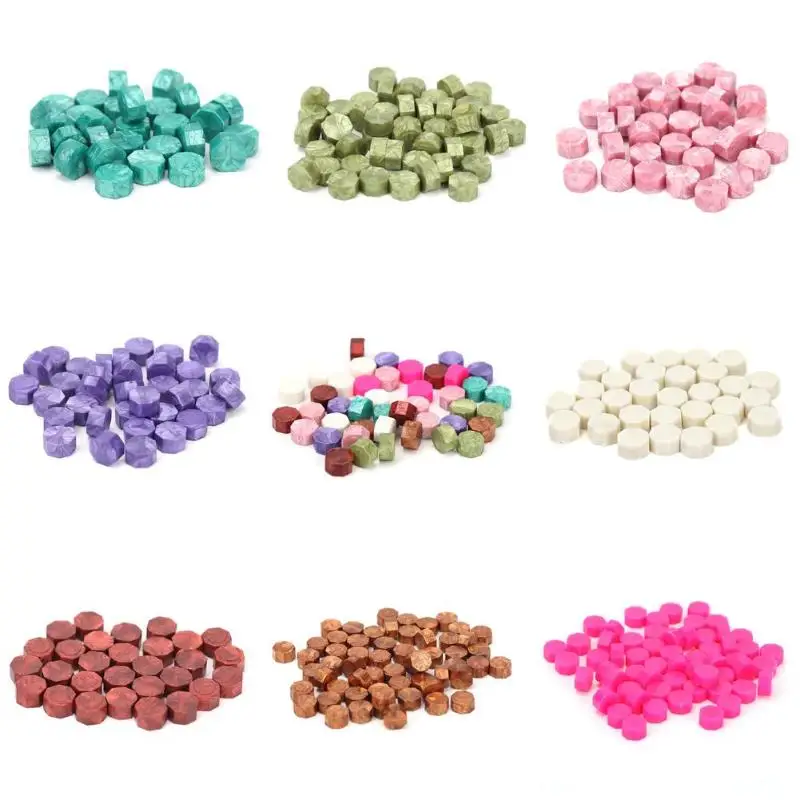 

100pcs Octagon Sealing Wax Beads Set Brass Stamp Beaded Waxes for Wedding Post Vintage craft Decor Card Making Tools