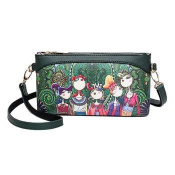 

Girls Women Single Shoulder Bag Leisure Forest Pattern Printing Zipper Simple Unique Personality Leather Graffiti Pop H1