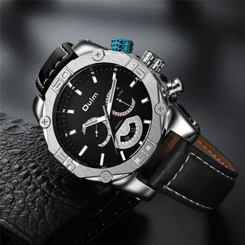 

OULM HP3694 New Design Men Watches Casual PU Leather Wristwatch Male Calendar Quartz Clock Men's Luxury Brand Watch