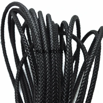 

2m/lot approx: 6mm Black Braided Leather Cord Findings Bracelets Accessories Leather Rope For DIY Bracelet Jewelry Making cords