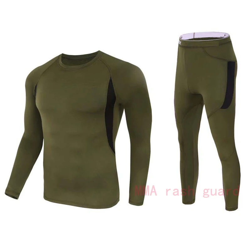 Hot Sale Underwear Men's sports Compression Base layer Thermal ski underwear Fleece Khaki long johns winter thermal underwear