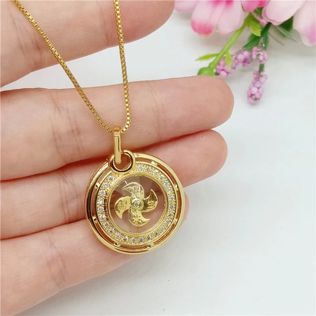 New Arrival Rotatable Windmill Pendant Necklace AAA Cubic Zirconia Pave Gold Silver Color Crystal Necklace Jewelry Women Men Style 2
