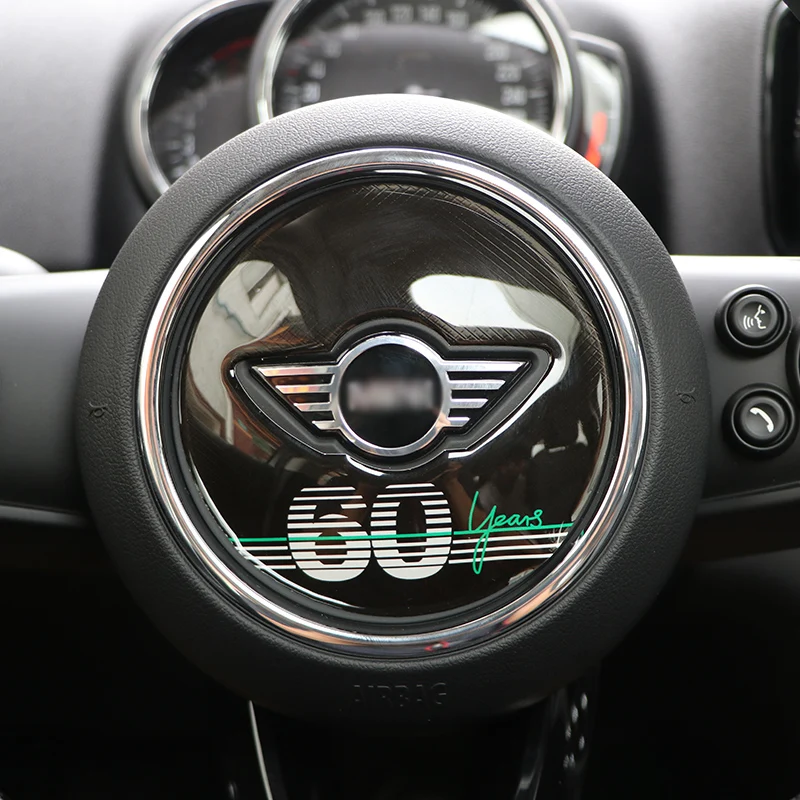 Car 60th Anniversary Steering Wheel Sticker For BMW MINI Cooper S JCW F54 F55 F56 F60 Clubman Car Accessories interior styling