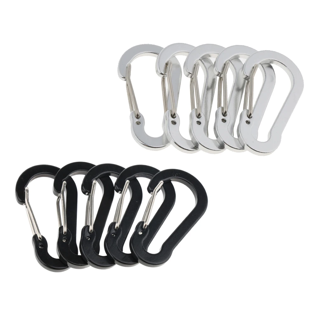 10pcs Mini Aluminum Wiregate Carabiners D Shape Spring Loaded Gate Small D Ring Carabiner Clip, Lightweight Hook Keychain
