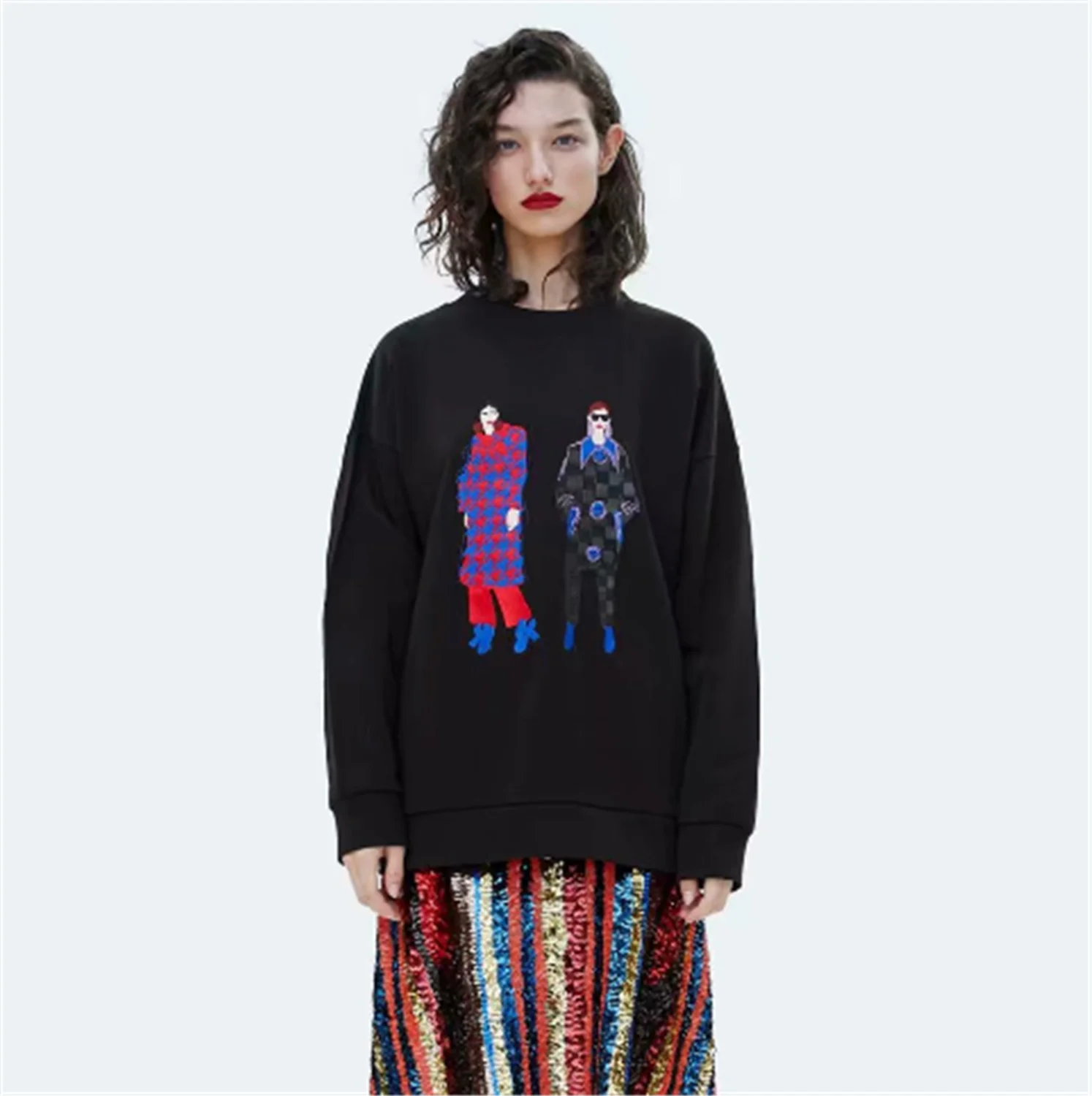 

2019 ZA Ladies Hoody Fashion New Autumn Round Neck Hoody Bohemian Women's Personality Embroidery Hooded Hoody Party