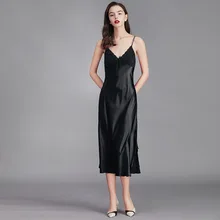 

M-XXXL Womens Long Spaghetti Strap Nightdress Sexy V-Neck Backless Ice Silk Nightgown Intimate Lingerie Homewear Sleeping