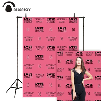 

Allenjoy victoria secret pink backdrop photophone Signature wall sweet girl 16 birthday party banner customize background photo