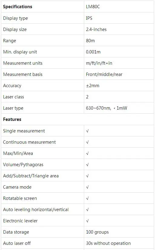 UNI-T LM80C/LM120C/LM200C лазерный дальномер Pro C Edition Диапазон 80 м/120 м/200 м