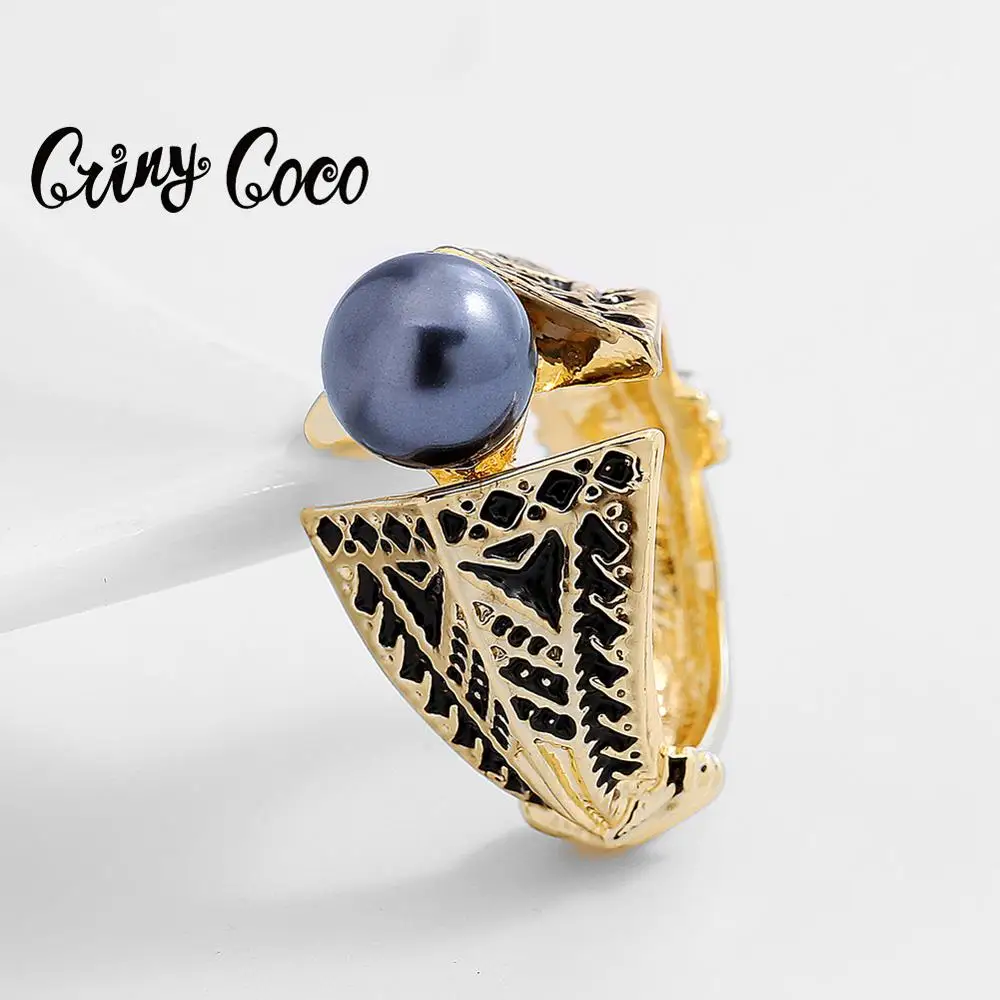 Cring Coco кольца для женщин модные Гавайские черные жемчужные ювелирные изделия