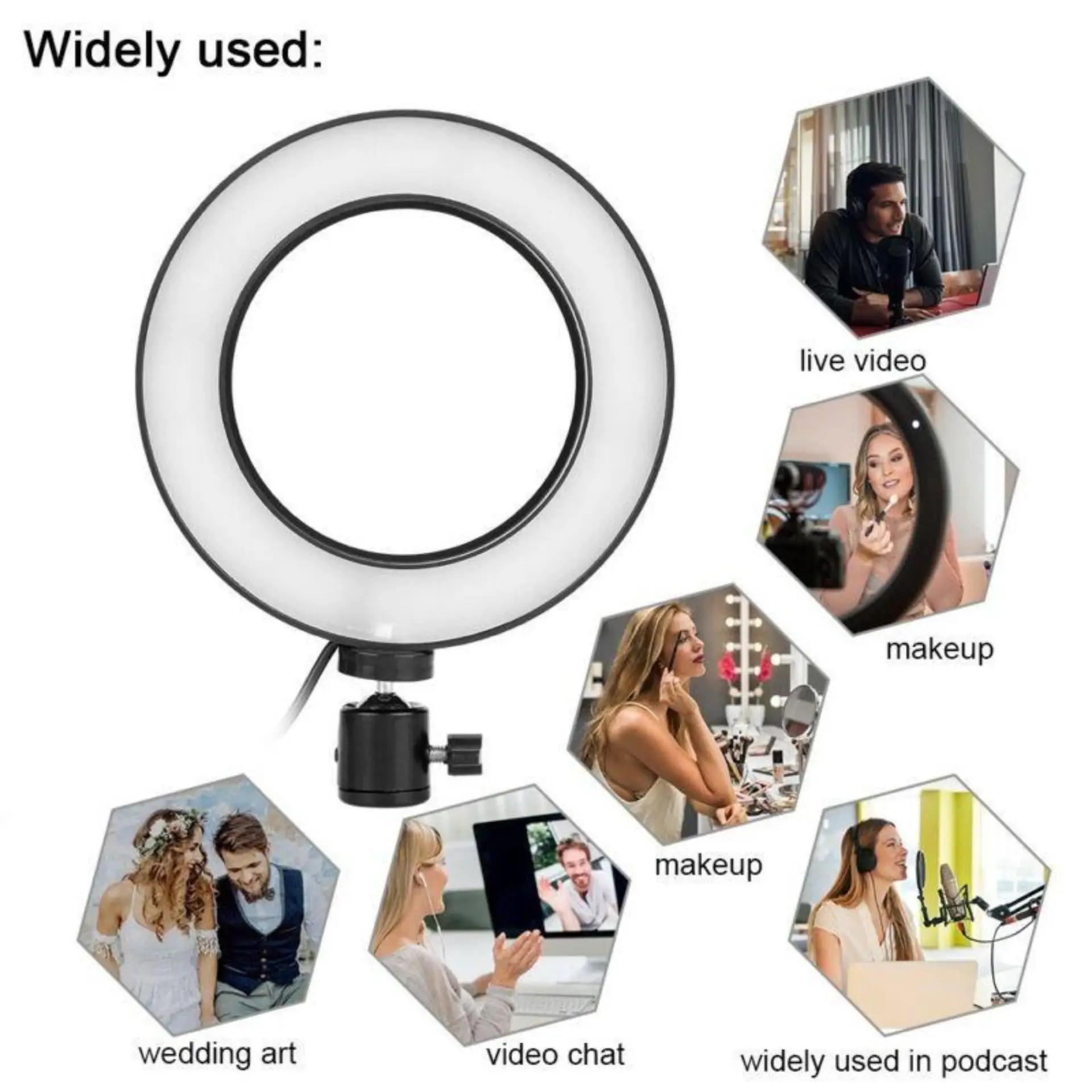 Selens Portable Ringlight 16cm 20cm Camera Selfie LED Ring Light With Tripod and Flexible Arm For Vlog Video Beauty Makeup