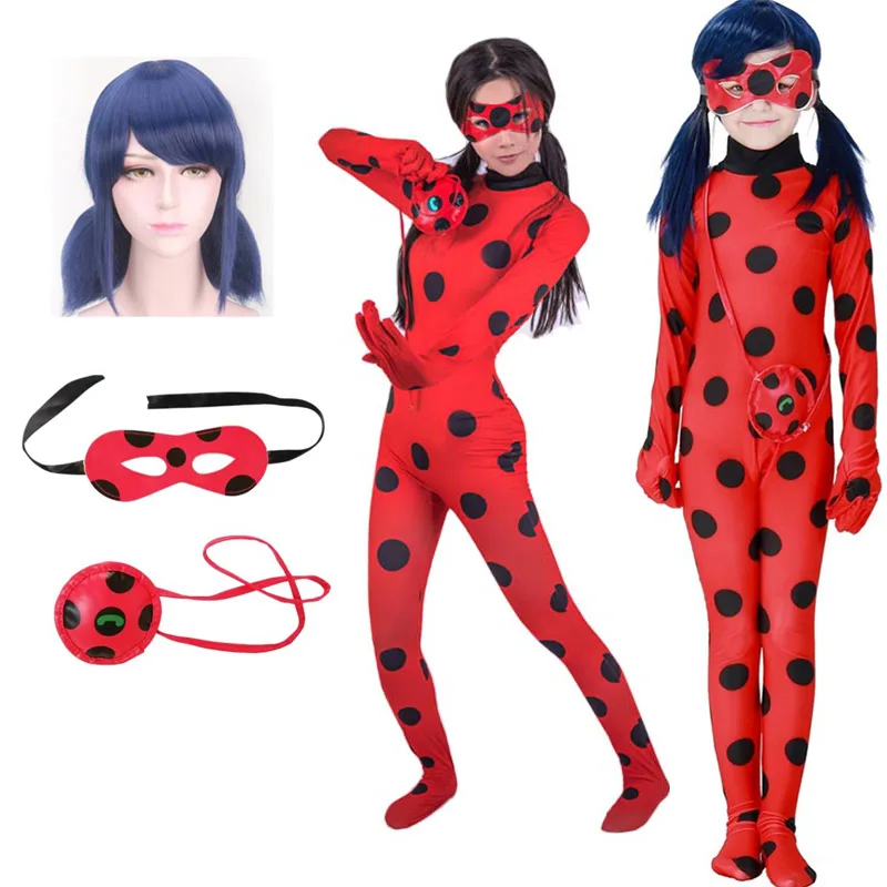 

Girls Disguise Ladybug Costume Lady Bug Cosplay Halloween Elastic Birthday Cosplay Jumpsuits Anime Girls Clothing Wholesale