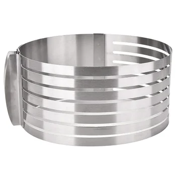 

Round Stainless Steel Kitchen DIY Slicer Bread Adjustable Baking Tool Mold Layer Ring Cake Cutter