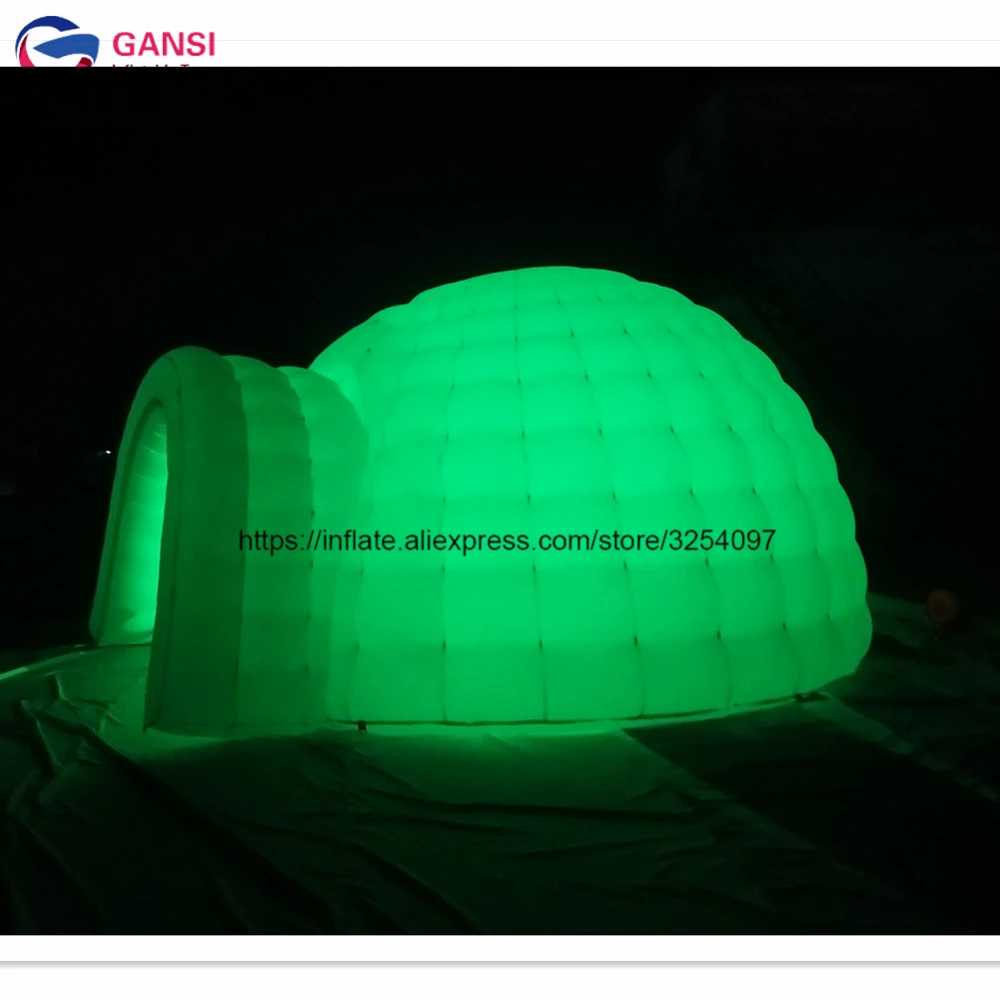 Free shipping outdoor advertising inflatable lighting igloo tent oxford cloth inflatable party dome tent for rental outdoor 3 6m garden camping transparent star igloo dome tent