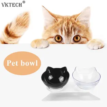 

Double Bowls Detachable Oblique Pet Bowl Cat Ears Shaped Neck Spine Protection Anti-slip Cat Dog Feeder Food Water Holder Bowl