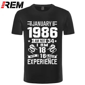 

August 1986 YEARS shirt January February March April May June July December Men's Short Sleeve T shirt Printed Casual Fashion