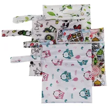 Водонепроницаемая многоразовая влажная сумка с принтом, карманные сумки для подгузников, дорожные влажные сухие сумки, мини-размер 15x20 см, сумка для подгузников