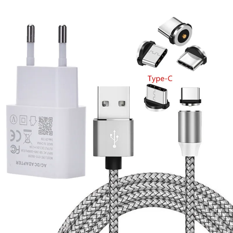 Магнитный usb-кабель type C для зарядки htc U19e U11 LG G6 zte Axon 7 9 Pro для huawei P20 lite Honor 20 P Smart Z Phone charger - Тип штекера: EU charger and cable