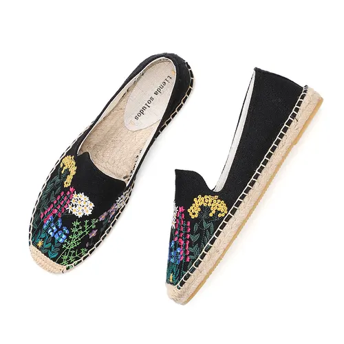 2018 새로운 패션 라운드 발가락 신발 여성 플랫 숙녀 캐주얼 대마 Zapatillas Mujer zapatos Mujer 2