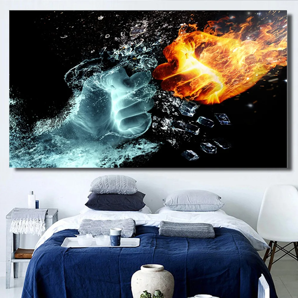 The Collision of Ice and Fire Decorative Painting Canvas Oil Hand Wall Pictures for Living Room Home Decor Kitchen | Дом и сад
