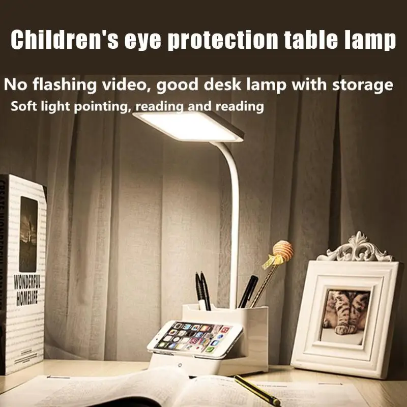 

5W 32 LED Table Lamp Stepless Dimmable Bendable Eye Protect Lamp with Pen Holder Short Press Switch with Brightness Memory