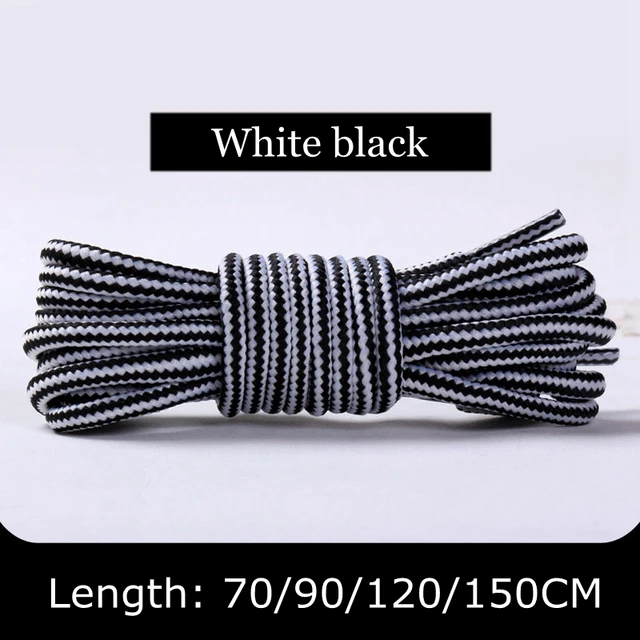 1 Pair Martin Shoes Round Shoe Laces Striped Double Color Fashion Shoelaces Outdoor Hiking And Leisure Sports Shoelace 18 Color White black
