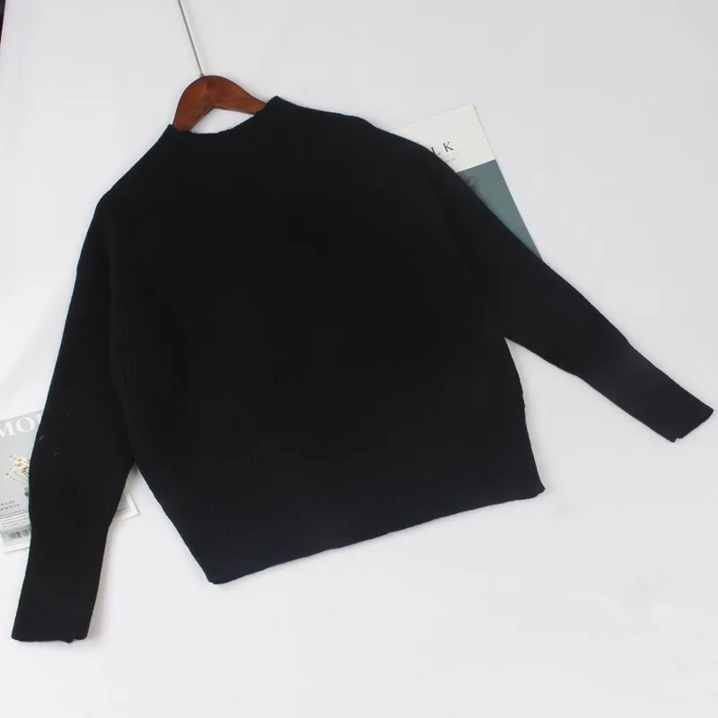 GIGOGOU негабаритных осень зима женский свитер толстый вязаный Свободный пуловер Топ с длинным рукавом мягкий джемпер Джерси крючком Pull Femme - Цвет: black  G555