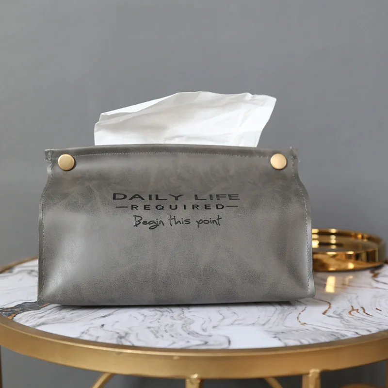 

Home Tissue Box For Napkin Holders Nordic Leather Handkerchief Paper Dispenser For Office Home Decoration Towel Container