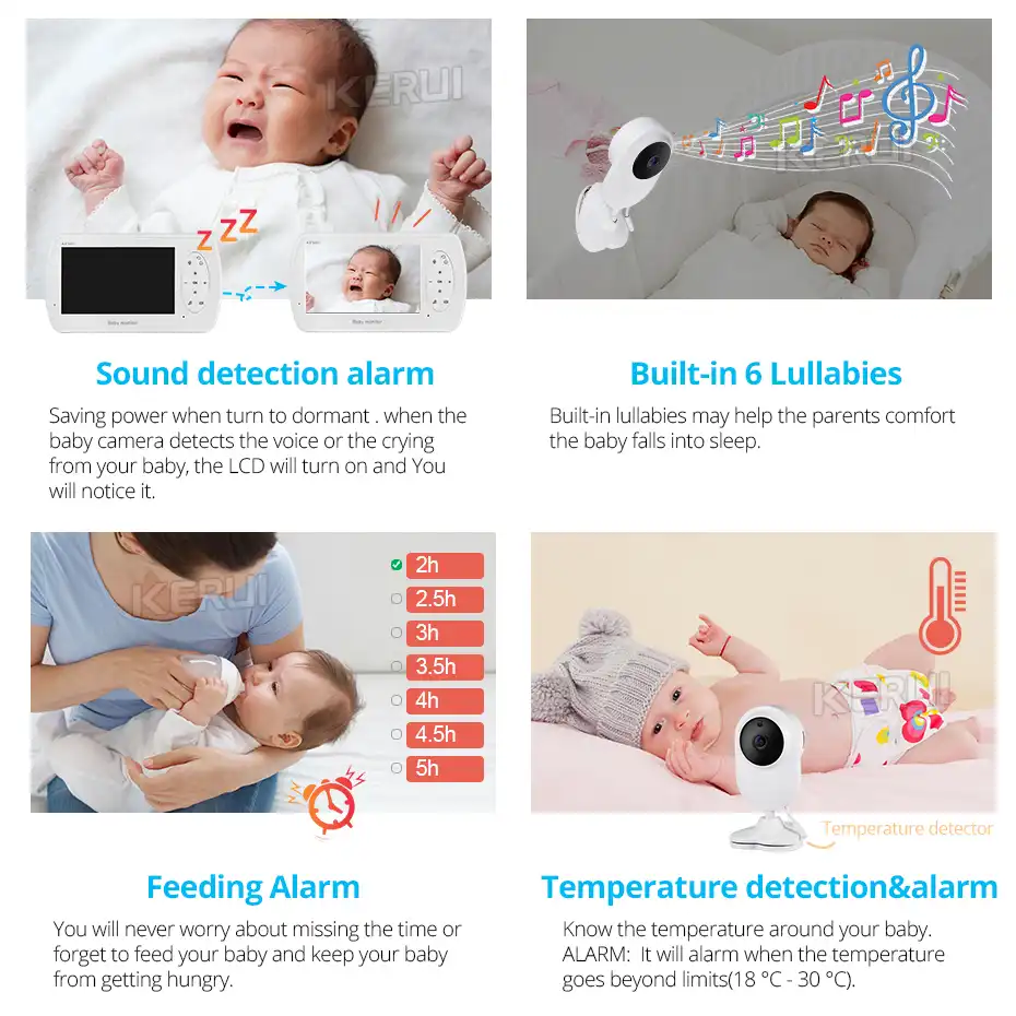 Kerui Babyphone Video Avec Ecran 4 3 Pouces Camera De Securite Vision Nocturne Pour Bebe Nounou Aliexpress