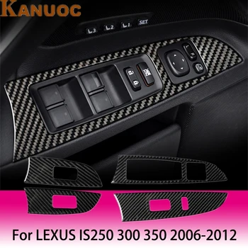 

Car window control panel carbon fiber trim strip sticker window switch button sticker For LEXUS IS250 300 350 2006-2012