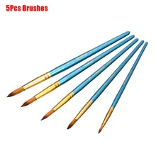 5 шт./компл. акварель гуашь Краски кисти разных Форма круглым заостренным кончиком набор нейлоновых волосяных Краски ing кисти комплект, принадлежности для живописи