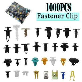 1000pcs/set Automotive Plastic Rivet Car Fender Bumper Interior Trim Push Pin Clips Kit Car Accessories With 6 Inch Tool 1
