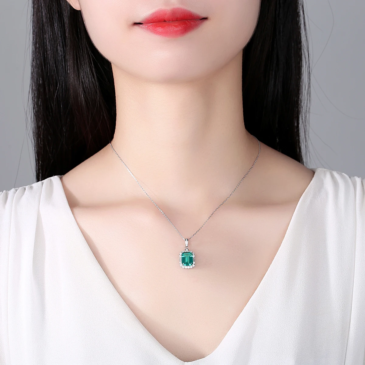 Collane con ciondolo in pietra preziosa con topazio quadrato per donne, fidanzamento nuziale, collare in argento sterling fine CZ_voghion.com