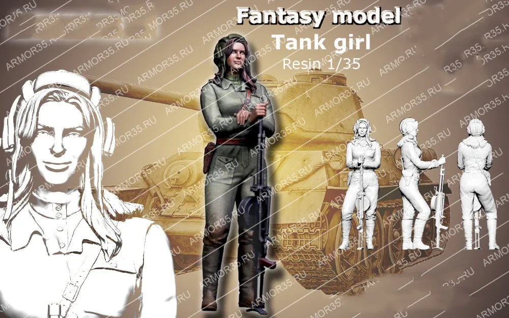 

1/35 Resin Model Building Kit Figure Women's tanker