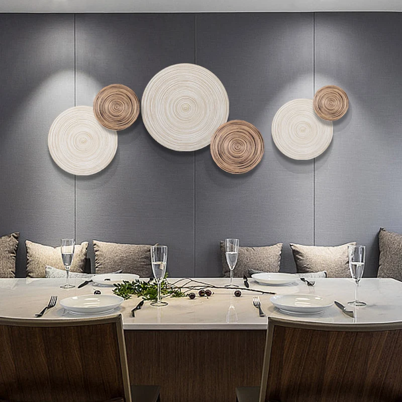 

Modern Wood Round Shape Wall Mural Ornaments Hotel Corridor Wall Hanging Crafts Decoration Home Bedroom Wall Sticker Accessories