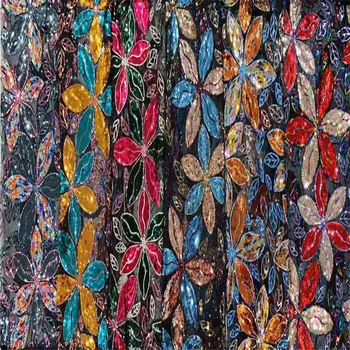 

New Arrival Sequins Lace Fabrics African Nigerian Tulle Mesh Lace Fabric for Wedding Multicolor Lace Fabrics with Sequins