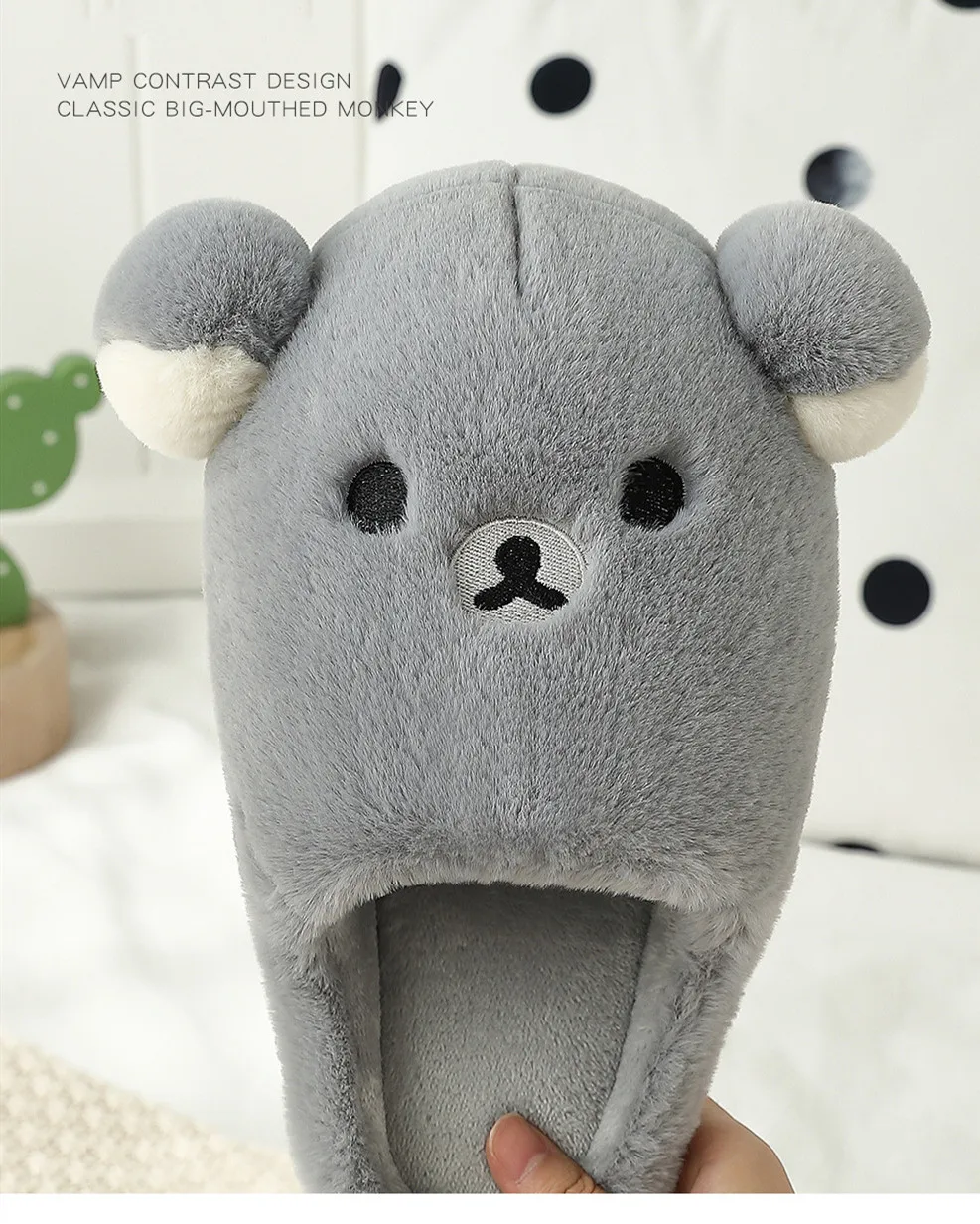 Suihyung/женские пушистые тапочки; мягкие Меховые домашние шлепанцы на плоской подошве; милый мультяшный коричневый медведь; Домашние плюшевые тапочки; женская меховая домашняя обувь