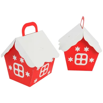 

10pcs DIY Paper Gift Boxes Cute Red House Candy Cookies Chocolate Package Box Holiday Party Favors Kids Chrismtas Gifts Supplies