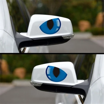 

New Windows Decoration 2pcs Cute Simulation Cat Eyes Car Stickers 3D Vinyl Decal For Rearview Mirror Car Head Engine Cover