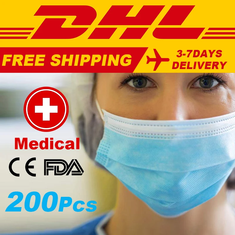 

DHL FAST SHIPPING Disposable Medical Face Masks Face Mouth Mask Anti Dust EarLoops CE Drop Shipping