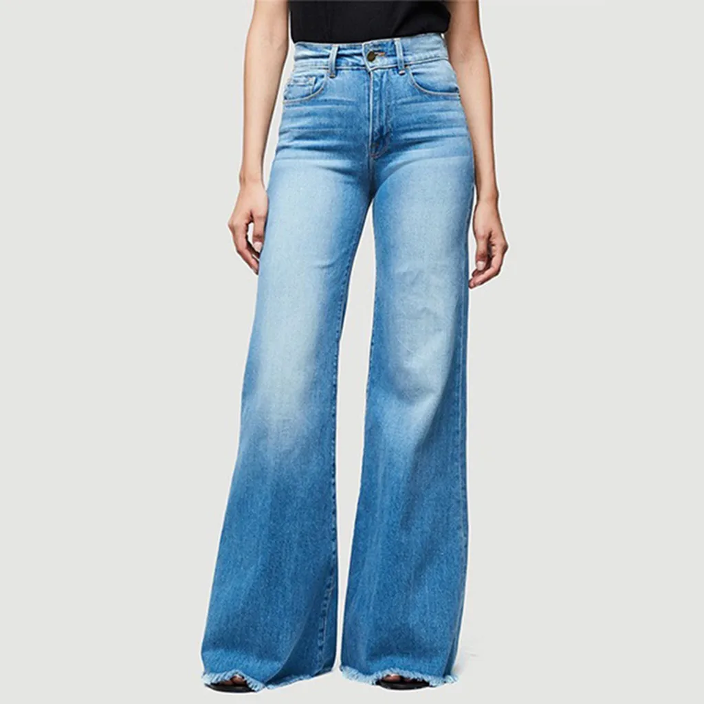 Расклешенные джинсы с кроем для женщин женские джинсы с высокой талией Широкие джинсовые женские узкие джинсы эластичные расклешенные брюки женские джинсовые брюки плюс размер