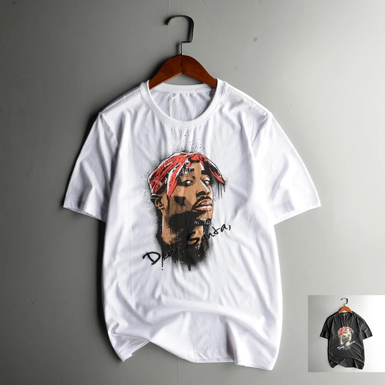 Мужская футболка Тупак 2pac с принтом в стиле хип хоп коротким рукавом осенняя