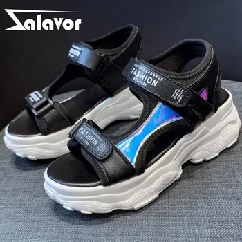 

ZALAVOR Women Shoes Sandals Open Toe Hook&Loop Thick Bottom Platform Shoes Beach Sandals Ladies Footwear Leisure Size 35-40