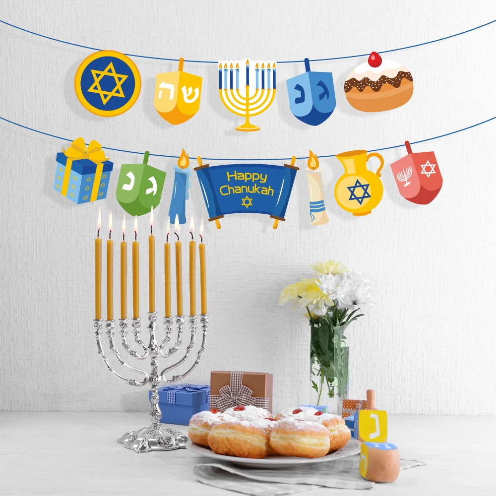 Happy Hanukkah Party Decorations Wall Hanging Bunting Banners Chanukah Party Favors Hanukkah Party Supplies Happy Hanukkah Party Decorations Wall Hanging Bunting Banners Chanukah Party Favors Hanukkah Party Supplies