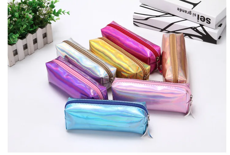 New laser pencil bag Simple ladies cosmetic bag cylinder storage bag male and female students stationery pencil bag CL-19222