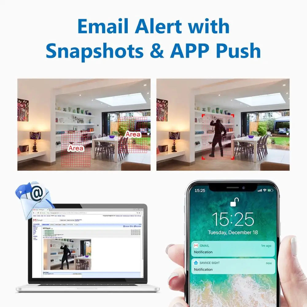 SANNCE 8CH 5MP HD POE Network Video Security System 5MP H.265 NVR With 4X 5MP 30M EXIR Night Vision