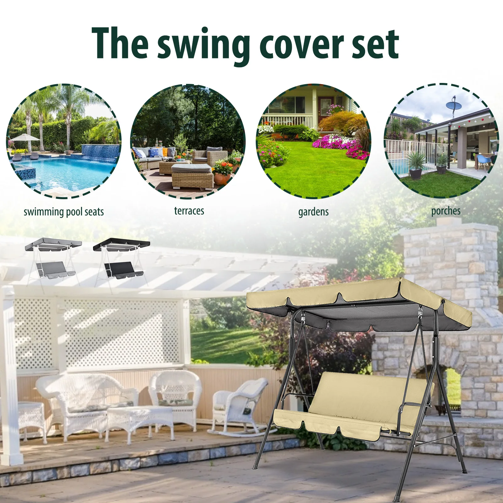 Garden Patio Swing Seat Cover 3 People Swing Seat Cover Replacement