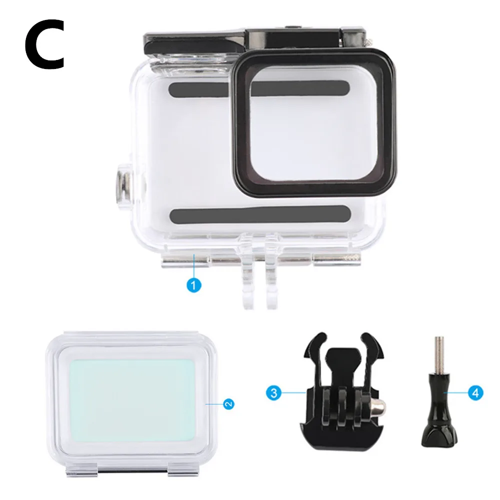 C waterproof 60 м подводный Погружение Водонепроницаемый чехол для Gopro Hero 5 6 7 черный аксессуары корпус коробка для Go Pro 7 6 5 Аксессуары для экшн-камеры - Цвет: C waterproof