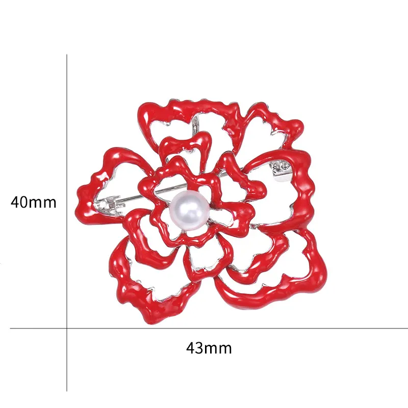 Baiduqiandu бренд красная роза эмалированная Мода Коралловая Брошь шпильки для женщин с имитацией жемчуга